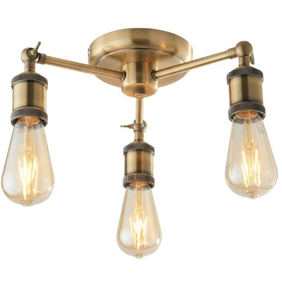 Image of Hal Multi Arm Lamp Semi Flush Ceiling Lamp, Antique Brass Plate