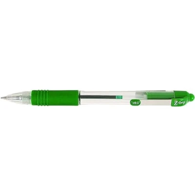 Image of ZEBRA Pen Z Grip Green Pens Ballpoint, Smooth &amp; Comfortable With Pocket Clip, Retractable Ballpoints Ink, Reliable Biro Multipack For Everyday Use Med Point, 12pk