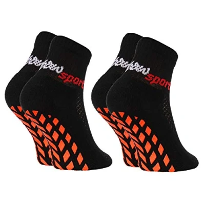 Image of Rainbow Socks Boy Girl Terry Sport Non Slip Ankle 2 Pairs Black Size 7 11