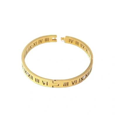 Image of ausuky Zircon Jewelry Roman Numerals Bangle Bracelet for Women Hand Ring (Gold), One Size