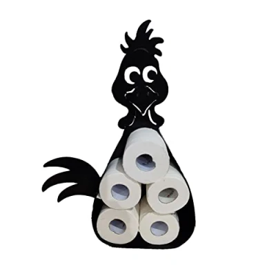 Image of Metal Toilet Roll Paper Organizer Black, Animal Iron Holder, Free Standing Bathroom Tissue Storage,Toilet Holder for Bathroom, Kitchen, Washroom (Chicken)