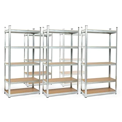 Image of VonHaus Garage Shelving Units Pack of 5, Heavy Duty Racking for Home, Office, Shed and Storage 5 Tier Storage, 175kg Capacity Per Shelf 1.8m