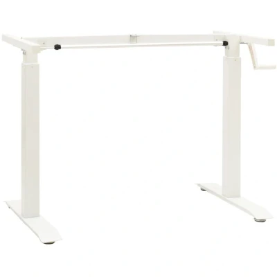 Image of vidaXL Manual Height Adjustable Standing Desk Frame Hand Crank White