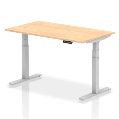 Image of Air 1400/800 Maple Height Adjustable Desk With Silver Legs HA01014