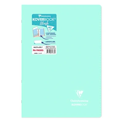 Image of Clairefontaine 971773C A Stapled Notebook Koverbook Blush Mint Water A4 21 x 29.7 cm 96 Lined Pages 90 g White Paper Opaque Polypro Cover