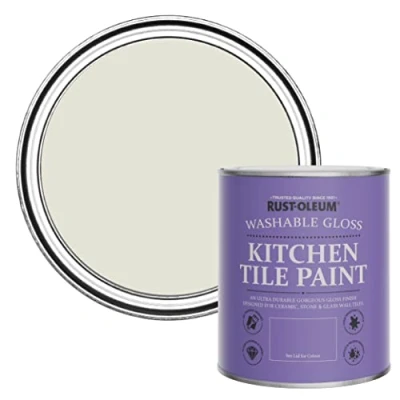 Image of Rust Oleum Beige Water Resistant Kitchen Tile Paint in Gloss Finish Portland Stone 750ml