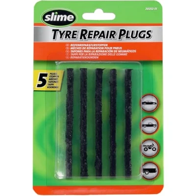 Image of Slime 20252 51 Tyre Repair Plugs Refill, for tubeless Off Road Tyres, Including ATVs, mowers, and wheelbarrows, Pack of 5