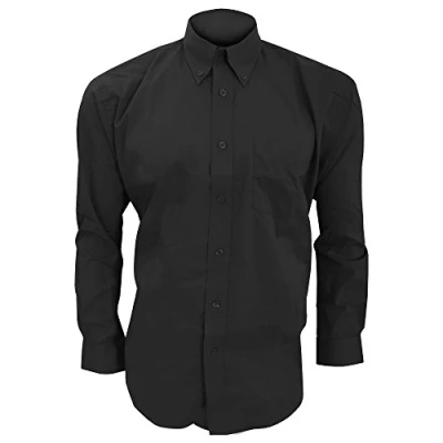 Image of Kustom Kit Mens Long Sleeve Corporate Oxford Shirt (16inch) (Black)