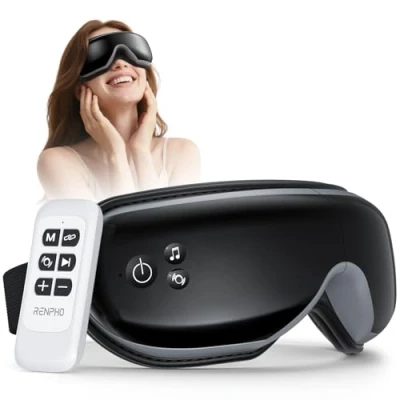 Image of RENPHO Eyeris 1 Eye Massager with Remote, Heat, Compression, Bluetooth, Heated Mask, Care Device for Relief, Improve Sleep, Gifts Women Men