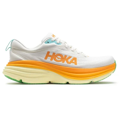 Image of HOKA Bondi 8 Neutral running shoes, Men&#039;s, Size: 10, Blanc de blanc/solar flare Textile/synthetics