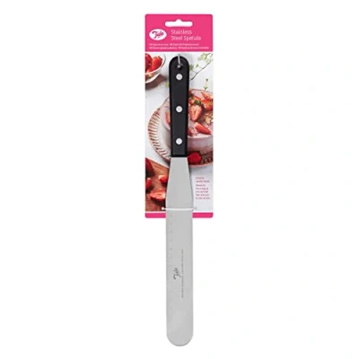 Image of Tala 10A09355 Large Stainless Steel Palette Knife, Multi Kitchen Spatula with Flat Edge which is Perfect for use All Types of Icing Dishwasher Safe and BPA Free, Silver/Black