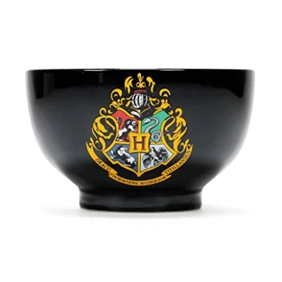 Image of Abysse Corp Harry Potter Hogwarts Cereal Bowl Crest Logo Ceramic School Black