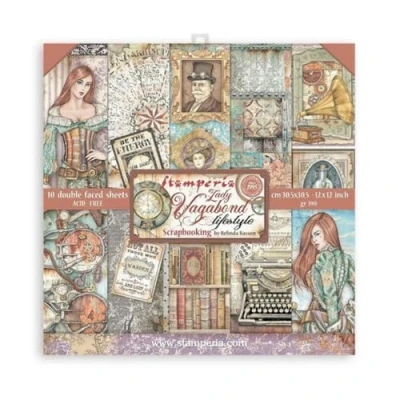 Image of Stamperia International Scrapbooking Pad Lady Vagabond Lifestyle, 30.5x30.5 cm