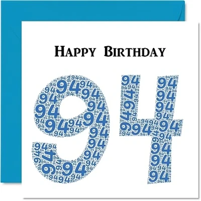 Image of Fun 94th Birthday Cards for Men Shapecloud Happy Card Great Grandad Grandpa Nanny Grandma Nan Gran Granny Dad Mum, 145mm x Greeting Cards,
