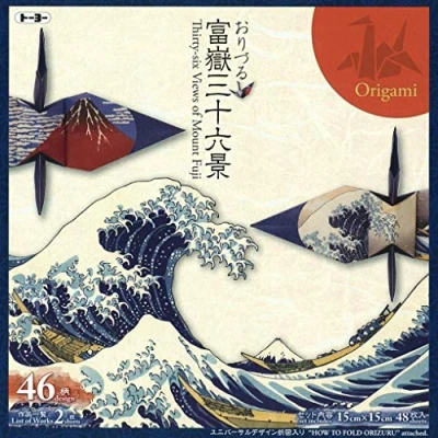 Image of Toyo Orizuru 36 Views of Mt. Fuji Printed Origami Paper 6x6 inches 46 designs (48 sheets) Japan Imported
