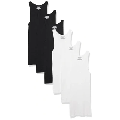 Image of Amazon Essentials Men&#039;s Tank Vests, Pack of 6, Black/White, XL