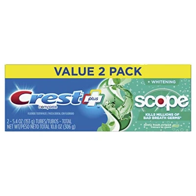 Image of Crest + Scope Complete Whitening Toothpaste Minty Fresh 5.4 oz (153 g) Pack of 2