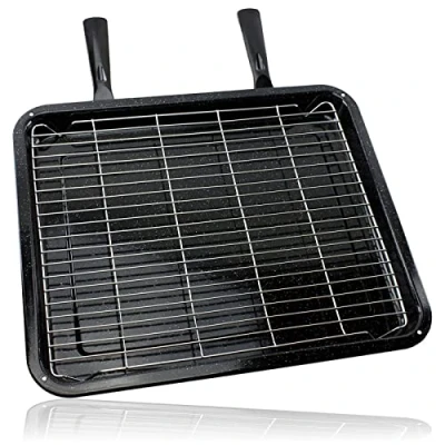 Image of SPARES2GO Universal Largest Sized Oven Cooker Grill Pan Tray, Rack &amp; Double Handle