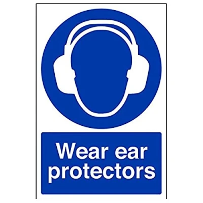 Image of V Safety Wear Ear Protectors PPE Sign 200mm x 300mm 1mm Rigid Plastic