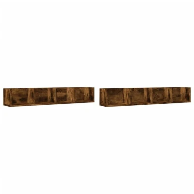Image of vidaXL Wall Cabinets 2 pcs Smoked Oak 99x18x16.5 cm Engineered Wood
