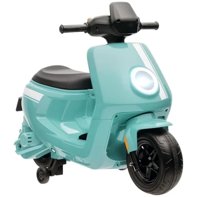 Image of AIYAPLAY 6V Kids Electric Motorbike, Ride on Motorbike with Headlight and Music, Forward Reverse, Training Wheels, for Ages 18 36 Months Green