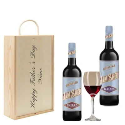 Image of Personalised Jam Shed Red Wine Gift Set (2 x 75cl) (Father&#039;s Day, 750ml, Wine)