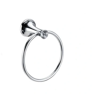 Image of EagleWiz Silver Zinc Alloy Towel Ring Diamante Holder Diamond Chrome Finish Wall Mounted