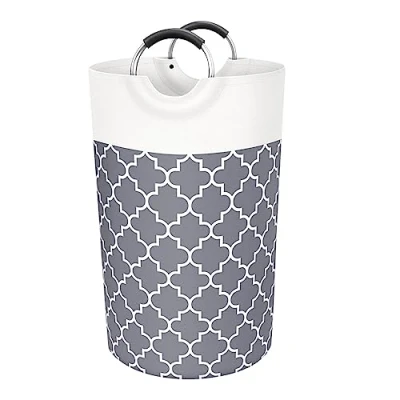 Image of FAIRWAYUK Foldable Laundry Basket 82L Large Collapsible Baskets with Strong Handle, Double Layer Fabric Clothes Hamper Bin Bag, Grey (74x38cm)