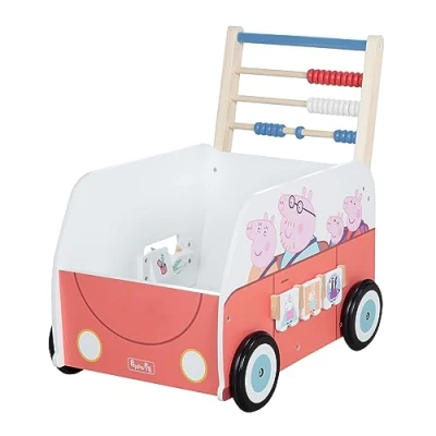 Image of roba Bully Push Bus Peppa Pig for Children Wooden Walker/Doll pram with Play Functions Walking aid Girls &amp; Boys from 12 Months...