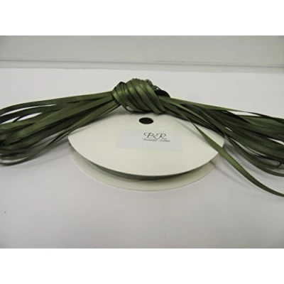 Image of 1 roll of 3mm x 50 metres Satin Ribbon Olive Dark Green Double Sided 3 mm