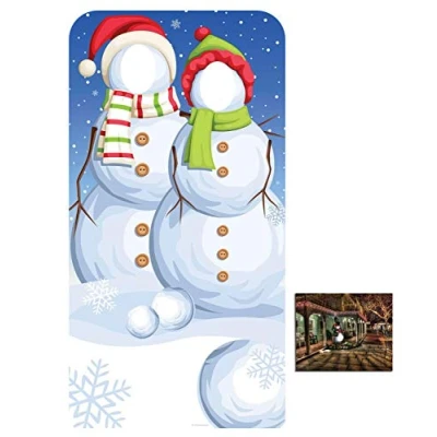 Image of BundleZ 4 FanZ Christmas Snowmen Lifesize Adult Stand in Cardboard Cutout Fan Pack, 186cm x 96cm Includes 8x10 Star Photo
