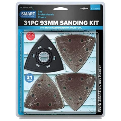 Image of SMART Starlock 31 Piece Sanding Set (1 Pad, 10 Sheets with 60, 80 and 120 Grit) Professional Accessories for Work