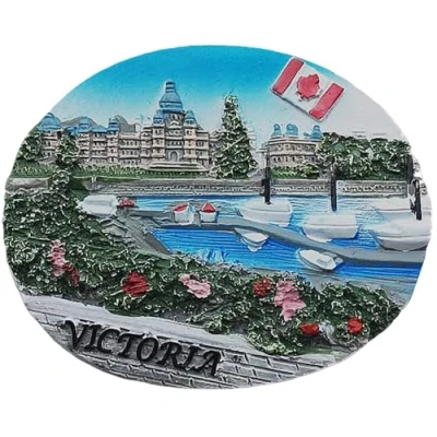 Image of 3D Victoria Canada fridge magnet,Home &amp; kitchen decoration magnetic sticker refrigerator magnet souvenir gif(oval)