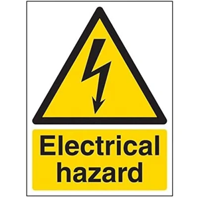 Image of V Safety 68018AN R Electrical Hazard Warning Sign Portrait 150mm x 200mm 1mm Rigid Plastic, Black/Yellow