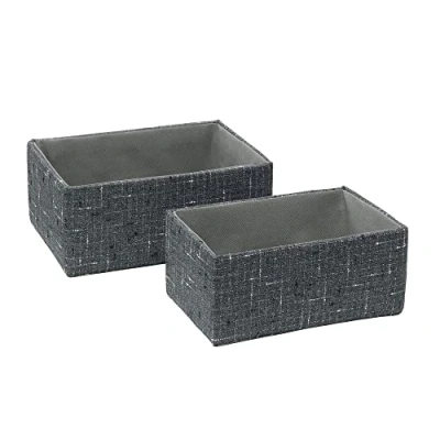 Image of JVL Shadow Rectangular Fabric Storage Baskets, Set of 2