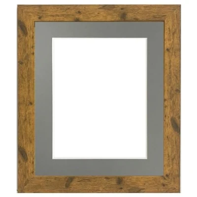 Image of FRAMES BY POST Studio Antique Wood Picture Photo Frame with Dark Grey Mount A2 for Image Size A3