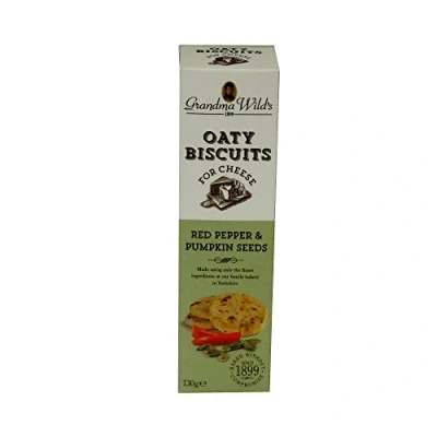 Image of Grandma Wild&#039;s Oaty Biscuits for Cheese Red Pepper &amp; Pumpkin Seeds 130g