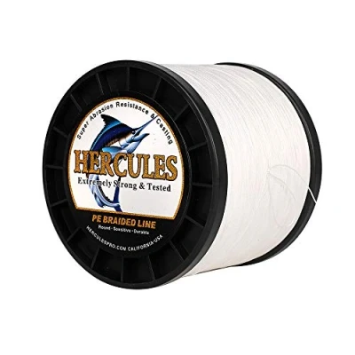 Image of Hercules Super Cast 1000M 1094 Yards Braided Fishing Line 250 LB Test for Saltwater Freshwater PE Braid Fish Lines Superline 8 Strands White, 250LB (113.4KG), 1.00MM