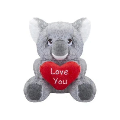 Image of Adorable Koala Bear with Love Heart 15 cm Grey &amp; Red Plush Design Perfect for Romantic Events, Birthdays, Anniversaries More (1 Pc.)