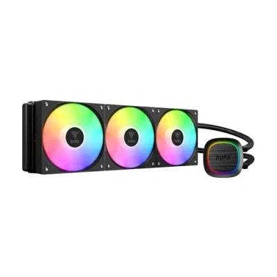 Image of GAMDIAS 360mm AIO CPU Water Cooler, Hidden Cable Design, Rotatable Pump, MB Sync ARGB &amp; PWM, 30 Light Effect, Intel LGA 1700, AMD AM5/AM4, Black, AURA