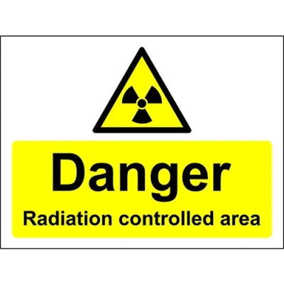 Image of Danger Radiation Controlled Area Safety Sign Self Adhesive Sticker 200mm x 150mm
