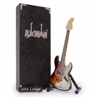 Image of John Lodge (Moody Blues) Miniature Guitar Replica Music Gifts Handmade Ornamental 1/4 Scale Includes a Display Box, Name Tag and Stand