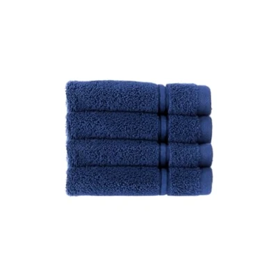Image of Christy Antalya Face Cloths Set of 4 100% Turkish Cotton 600GSM Soft Plush Luxury Flannels Wash Quick Dry Denim Blue