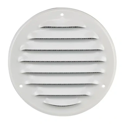 Image of Steinberg14 White 100mm Metal Air Vent Cover with Insect Mesh 4 inch Round Ventilation Grille