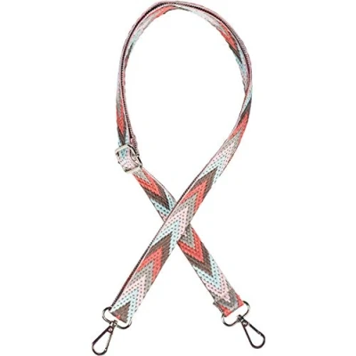 Image of styleBREAKER Narrow bag shoulder strap adjustable with colorful zigzag pattern, changeable strap, unisex 02013023, Colour:Grey Turquoise Rose
