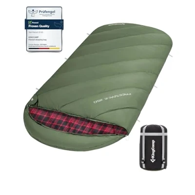 Image of KingCamp Flannel Sleeping Bag Adults 3 Season Warm &amp; Cool Weather, Lightweight,Waterproof Indoor Outdoor Use for Teens Hiking, Backpacking
