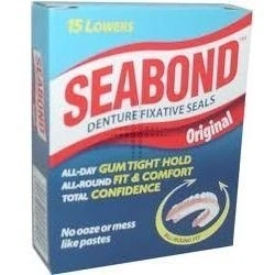 Image of THREE PACKS of Seabond Denture Fixative Lowers by