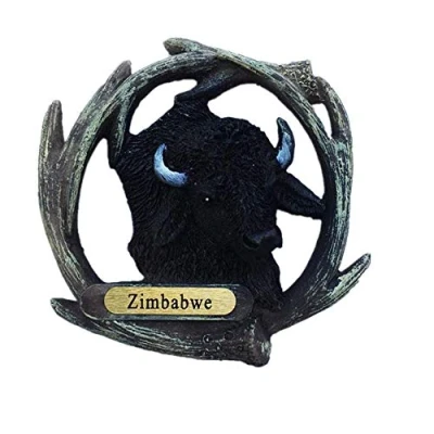 Image of 3D Wild Ox Zimbabwe Africa Fridge Magnet Tourist Souvenir Gift Home Kitchen Refrigerator Decoration Magnetic Sticker Craft Collection