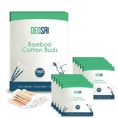 Image of 1000 Premium Bamboo Cotton Buds 100% Biodegradable and Plastic Free Ear Great Alternative to Buds/Q Tips/Swabs/Earbuds (1000 Count)