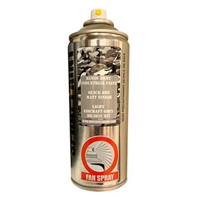 Image of Kings Army Light Aircraft Grey Bs 381c627 Acrylic Military Matt Spray Paint 400ml Vehicle Paint, Airsoft, Paintball, Model Maker Fishing, Wargames Miniature Modelling